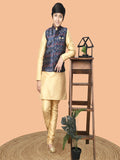 Solid Kurta Pyajama Set with Printed Nehru Jacket