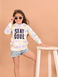 Girls Butterfly printed Full Sleeves Hooded Sweatshirt