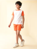 Colorblock Solid T-shirt with Shorts Set