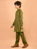 All Over Printed Mandarin Collar Straight Kurta Pajama Set