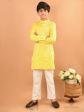 Embellished Button Down Straight Mandarin Collar Kurta Pajama Set