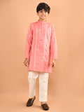 Embellished Button Down Straight Mandarin Collar Kurta Pajama Set