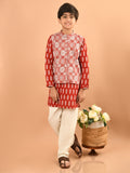 Ethnic Motifs Printed Kurta Pajama Set with Nehru Jacket