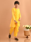 Button Down Straight Kurta Dhoti Set with Sequin Shrug Jacket