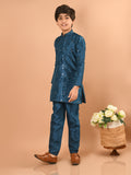 Embellished Button Down Straight Mandarin Collar Kurta Pajama Set