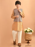 Ethnic Motif Printed Kurta Pajama Set with Nehru Jacket