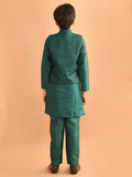 Solid Kurta Pajama Set with Embossed Nehru Jacket