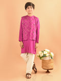 Solid Kurta Pajama Set with Printed Jacket