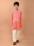 Floral Printed Kurta Pajama Set with Nehru Jacket