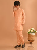 Jacquard Button Down Straight Mandarin Collar Kurta Pajama Set