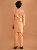 Jacquard Button Down Straight Mandarin Collar Kurta Pajama Set