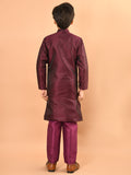 Embossed Button Down Straight Mandrain Collar Kurta Pajama Set