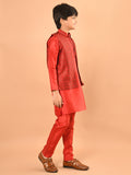Solid Kurta Pajama Set with Embossed Jacket