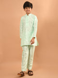 Embellished Button Down Straight Mandarin Collar Kurta Pajama Set