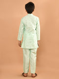 Embellished Button Down Straight Mandarin Collar Kurta Pajama Set