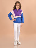 Colorblocked Full Sleeves Hooded Sweatshirt with Legging Set