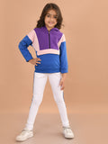 Colorblocked Full Sleeves Hooded Sweatshirt with Legging Set