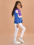 Colorblocked Full Sleeves Hooded Sweatshirt with Legging Set