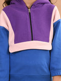 Colorblocked Full Sleeves Hooded Sweatshirt with Legging Set