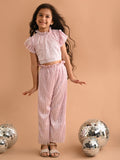 Shiny Smoking Neck Crop Top with Palazzo Pant Set