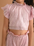 Shiny Smoking Neck Crop Top with Palazzo Pant Set