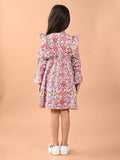 Floral Printed Full Sleeves Ruffle Fit n Flare Dress