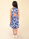 Floral Printed Sleeveless Criss Cross Back Fit n Flare Dress