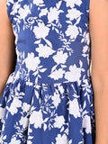 Floral Printed Sleeveless Criss Cross Back Fit n Flare Dress