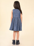Butterfly Applique Button Down Fit n Flare Denim Dress