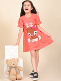 Baby Deer Printed Polka Bow A-line Dress