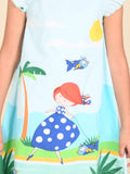 Fishing Lady Printed A-line Dress