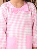 Girls Full Sleeves Mini Checkered Pattern Dress