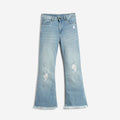 Girls Straight Fit Slash Knee Denim Jeans