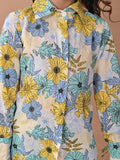 Floral Printed Full Sleeves Shirt Top with Shorts