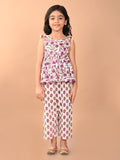 Ethnic Motif Printed Peplum Strappy Top Palazzo Set