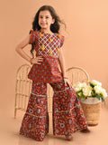 Ethnic Motif Printed Tassel Straight Kurta Sharara Set