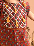 Ethnic Motif Printed Tassel Straight Kurta Sharara Set
