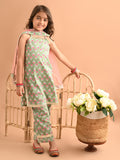 Ethnic Motif Printed Sleeveless Straight Kurta Palazzo Set with Dupatta