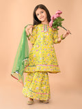 Floral Printed Gota Patti Embellished Empire Kurta Sharara Set with Dupatta