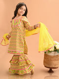 Ethnic Motif Printed Gota Patti Embellished Kurta Sharara Set with Dupatta