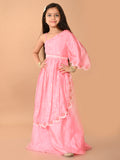 One Shoulder Embellished Kurta with Lehenga Set