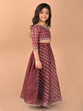 One Shoulder Ethnic Motif Printed Flared Lehenga Choli Set