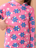 Girls Full Sleeves Floral Printed Hooded Sweatshirt