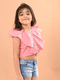 Solid Sleeveless Ruffle Crop Top