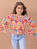 Floral Printed Full Sleeves Smoking Top