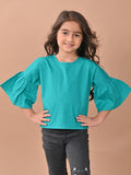 Solid Flared Sleeves Casual Top