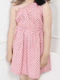 Dusky Pink Polka one side shoulder Dress