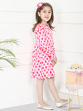 LilPicks Strawberry Print Pink Full Sleeves Dress