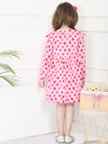 LilPicks Strawberry Print Pink Full Sleeves Dress