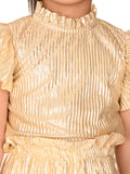 Golden Shiny Top with Palazzo Pant Set